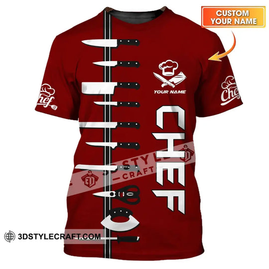 Unisex Shirt - Custom Name Chef Red Shirt style option 1