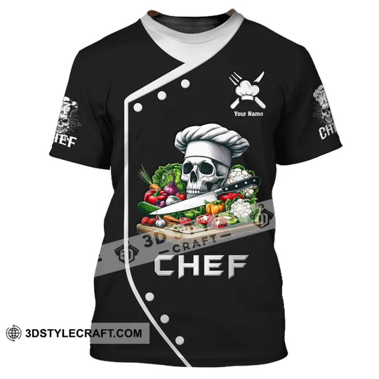 Unisex Shirt, Custom Name Chef Shirt, Chef Skull, Chef Polo Long Sleeve, Gift for Chefs style option 2