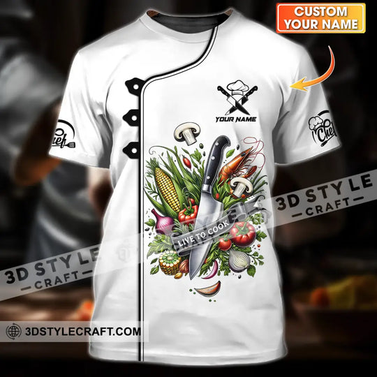 Unisex Shirt - Custom Name Chef Shirt, Vegetables White Shirt style option 1