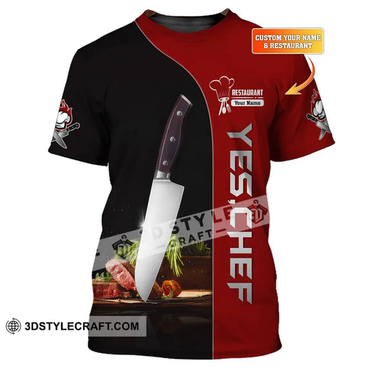 Unisex Shirt, Custom Name Chef Shirt, Yes Chef, Gift for Cooking Lovers style option 1