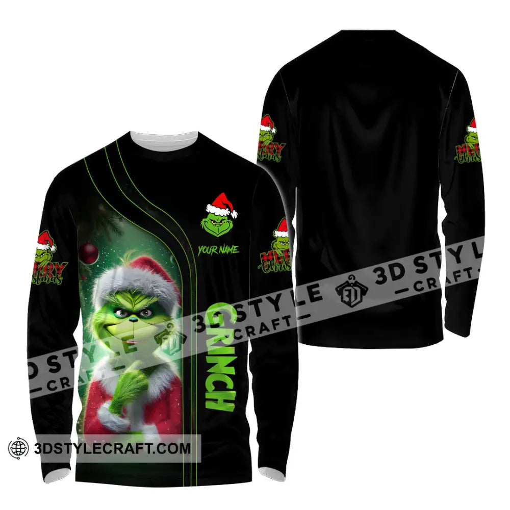 Unisex Shirt Custom Name Christmas Grinch Polo Long Sleeve Gift / S T-Shirt