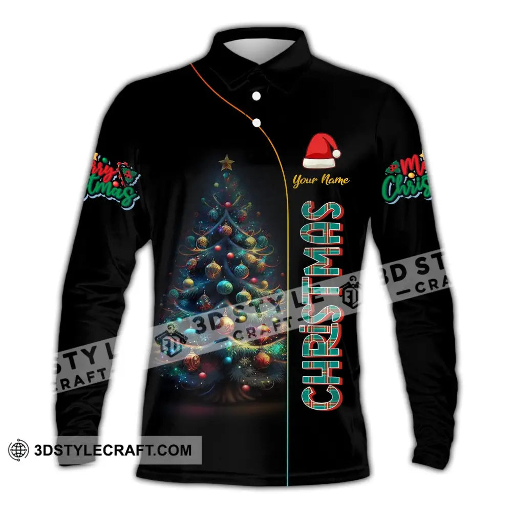 Unisex Shirt - Custom Name Christmas Night Long Sleeve Polo / S T-Shirt