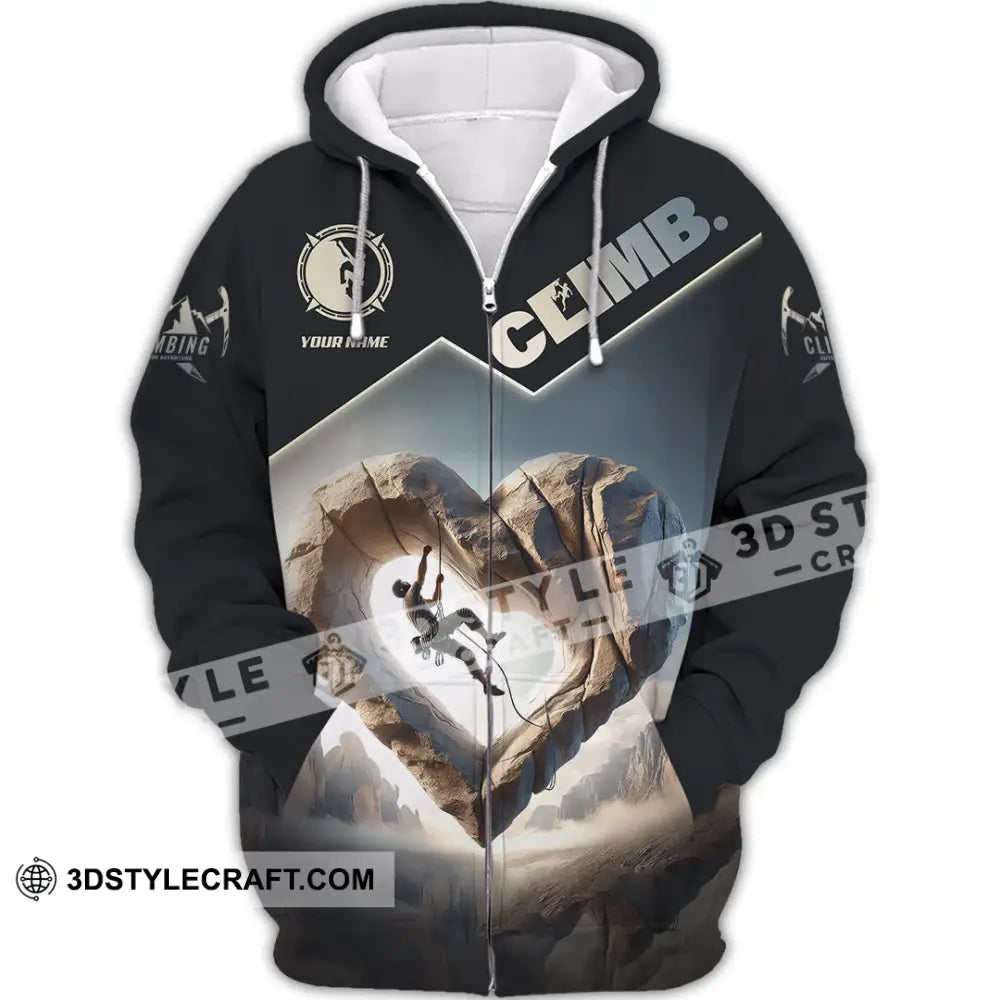 Unisex Shirt Custom Name Climb Long Sleeve T-Shirt Zipper Hoodie / S T-Shirt