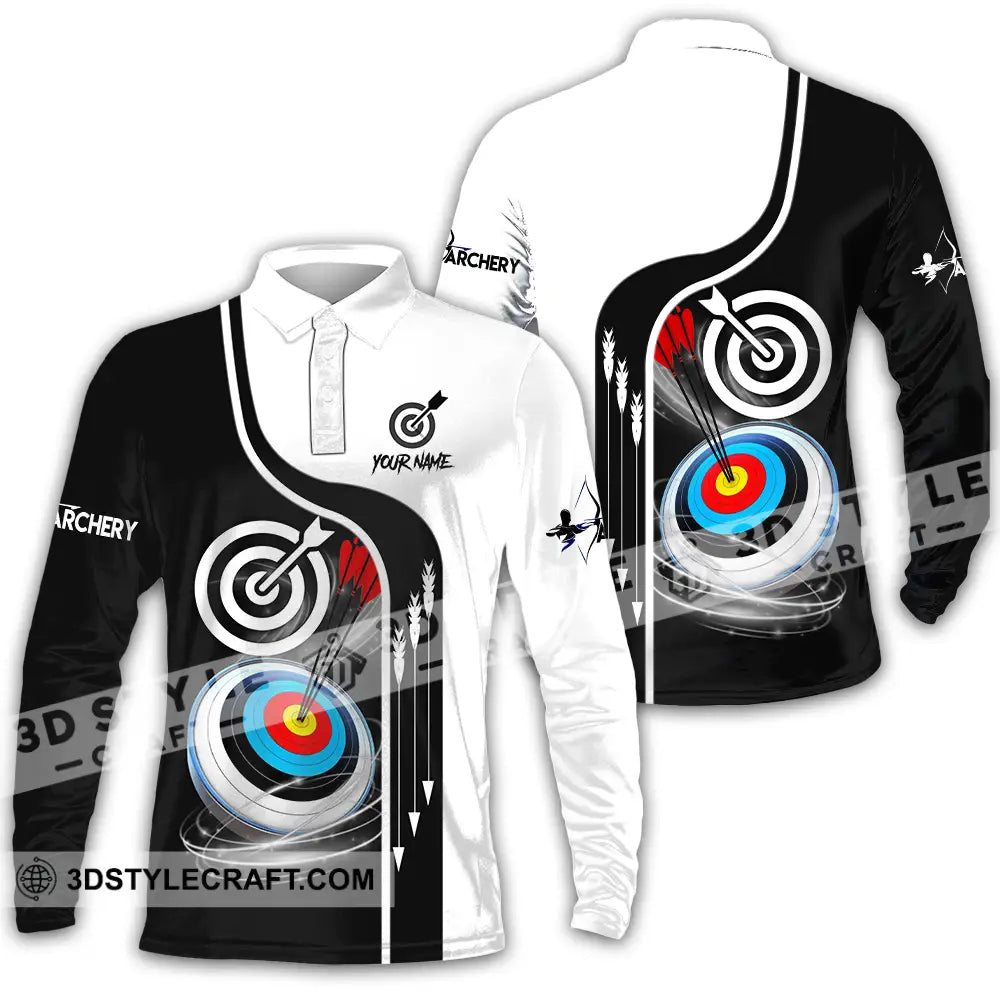 Unisex Shirt - Custom Name Color Sport Archery Classic Long Sleeve Polo / S T-Shirt