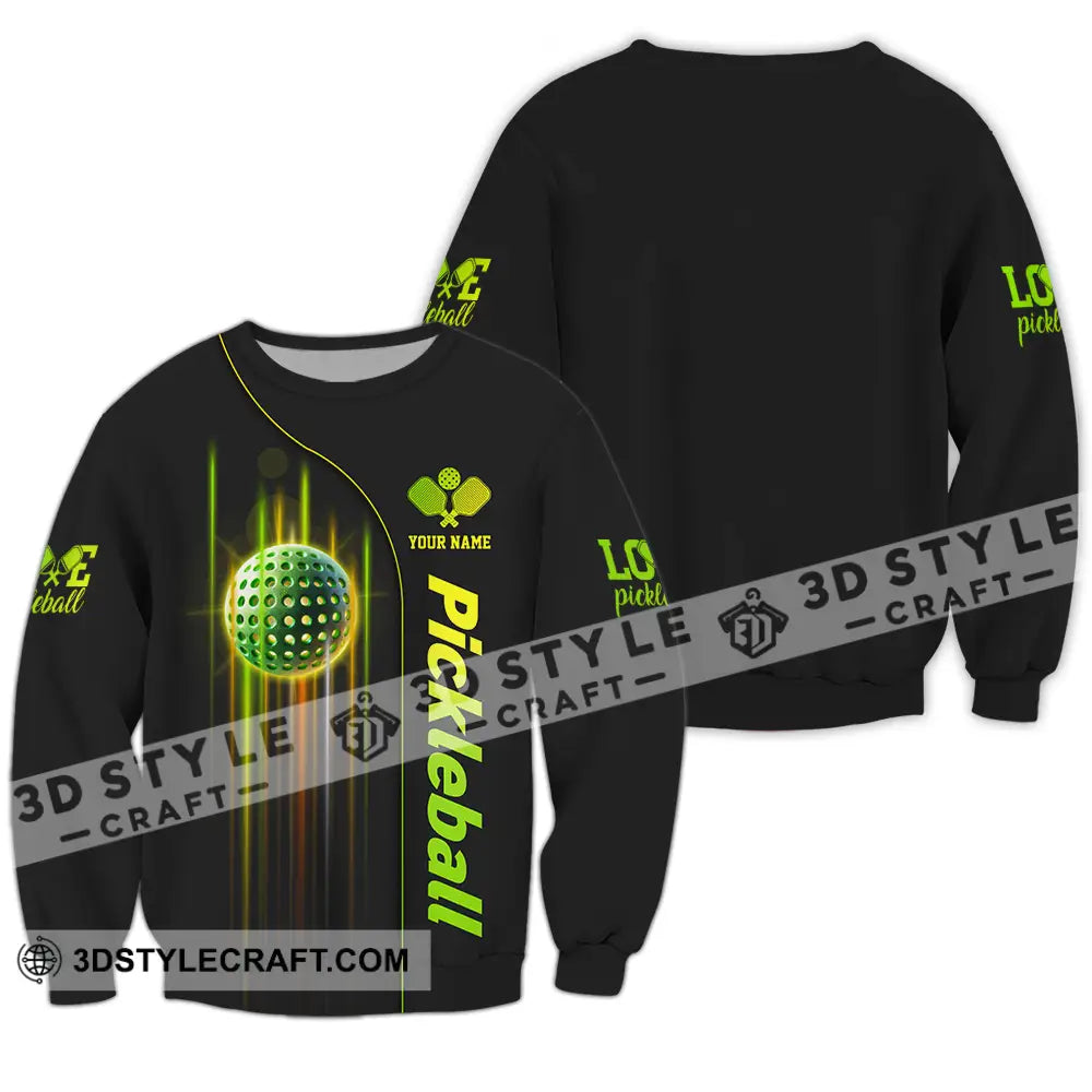 Unisex Shirt - Custom Name Colorful Line Pickleball Long Sleeve / S T-Shirt