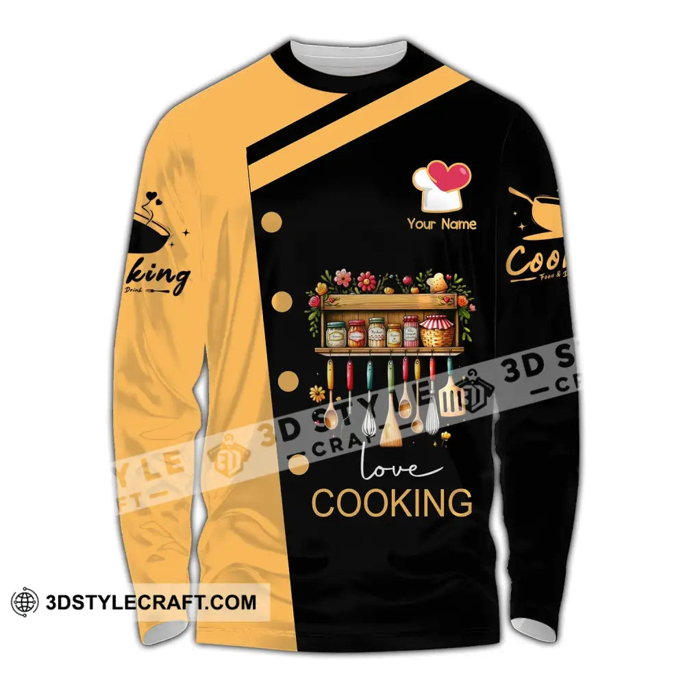 Unisex Shirt - Custom Name Cooking Long Sleeve / S T-Shirt