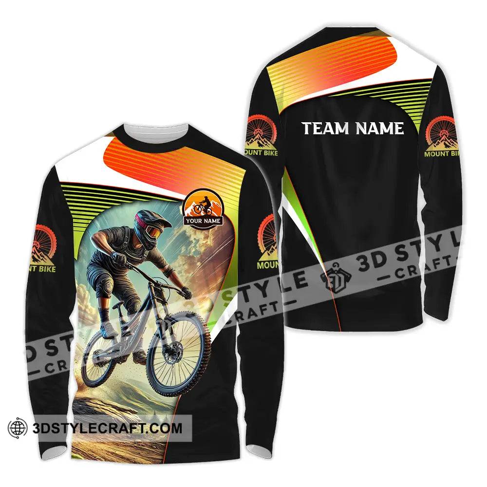 Unisex Shirt - Custom Name Cool Mountain Bike Long Sleeve / S T-Shirt