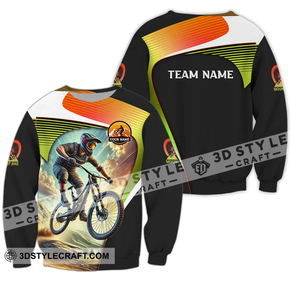 Unisex Shirt - Custom Name Cool Mountain Bike Long Sleeve / S T-Shirt