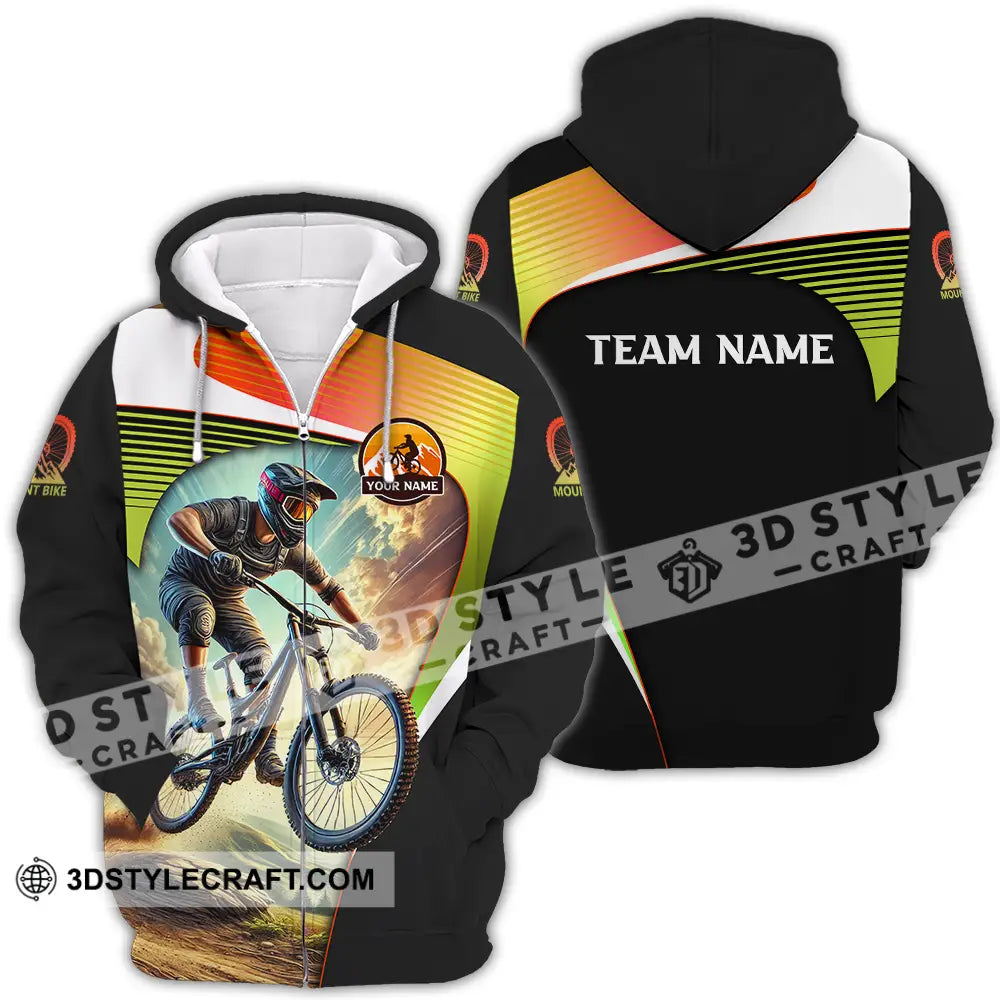 Unisex Shirt - Custom Name Cool Mountain Bike Zipper Hoodie / S T-Shirt