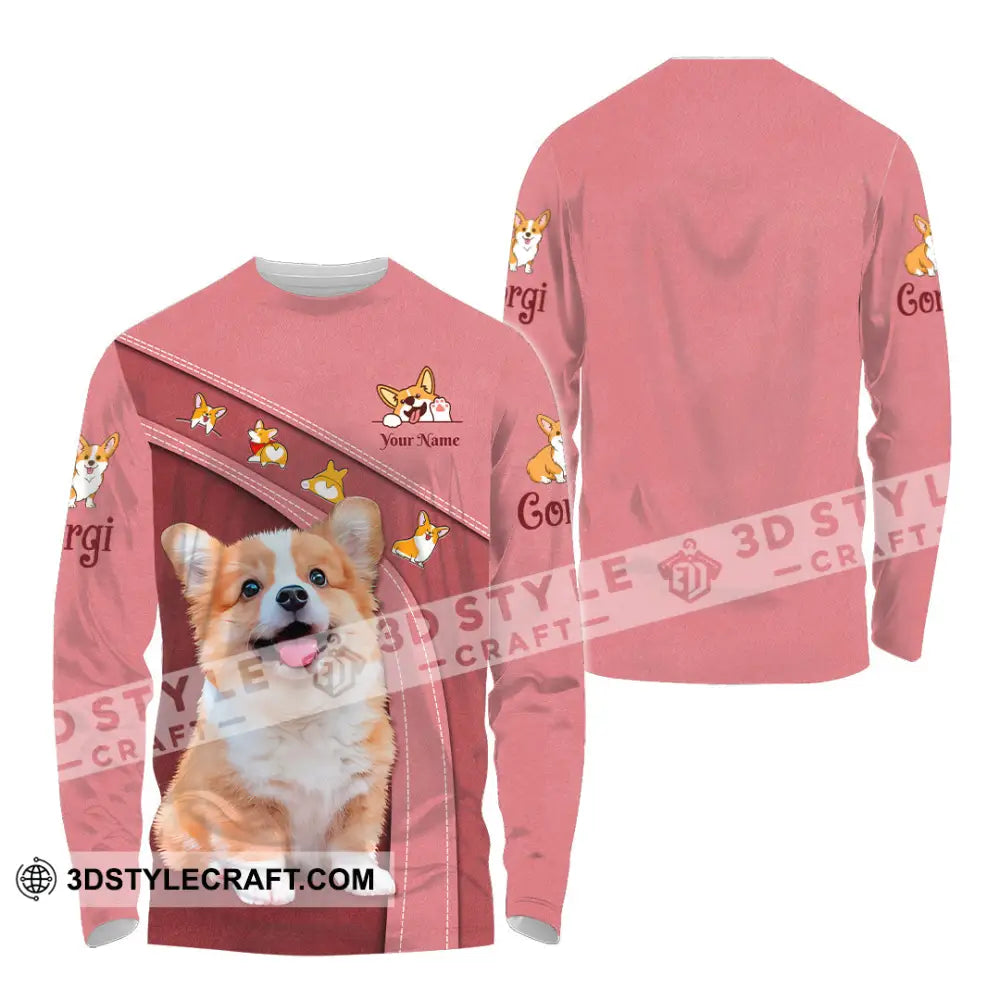 Unisex Shirt Custom Name Corgi Hoodie Polo Long Sleeve Lover / S T-Shirt