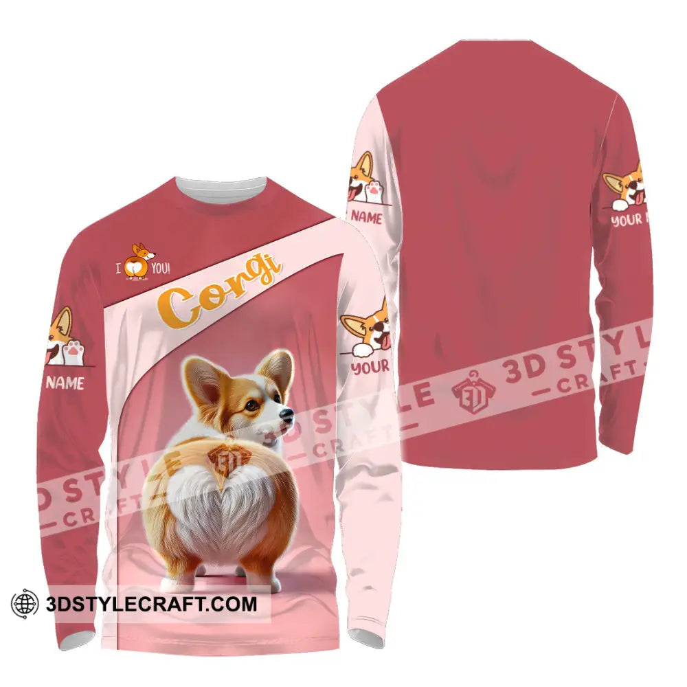 Unisex Shirt Custom Name Corgi Hoodie Polo Long Sleeve Lover / S T-Shirt