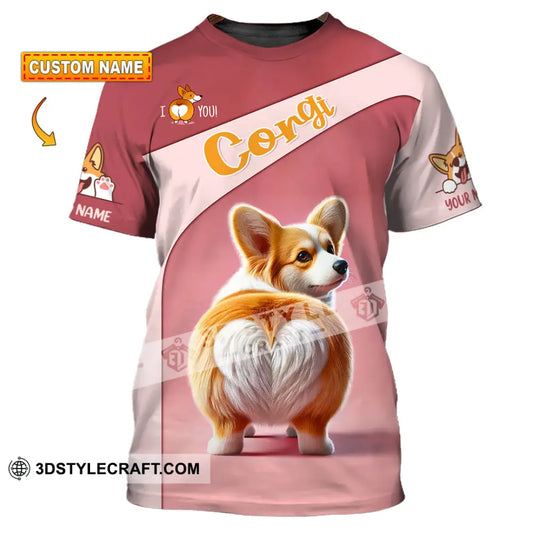 Unisex Shirt Custom Name Corgi Hoodie Polo Long Sleeve Lover T-Shirt