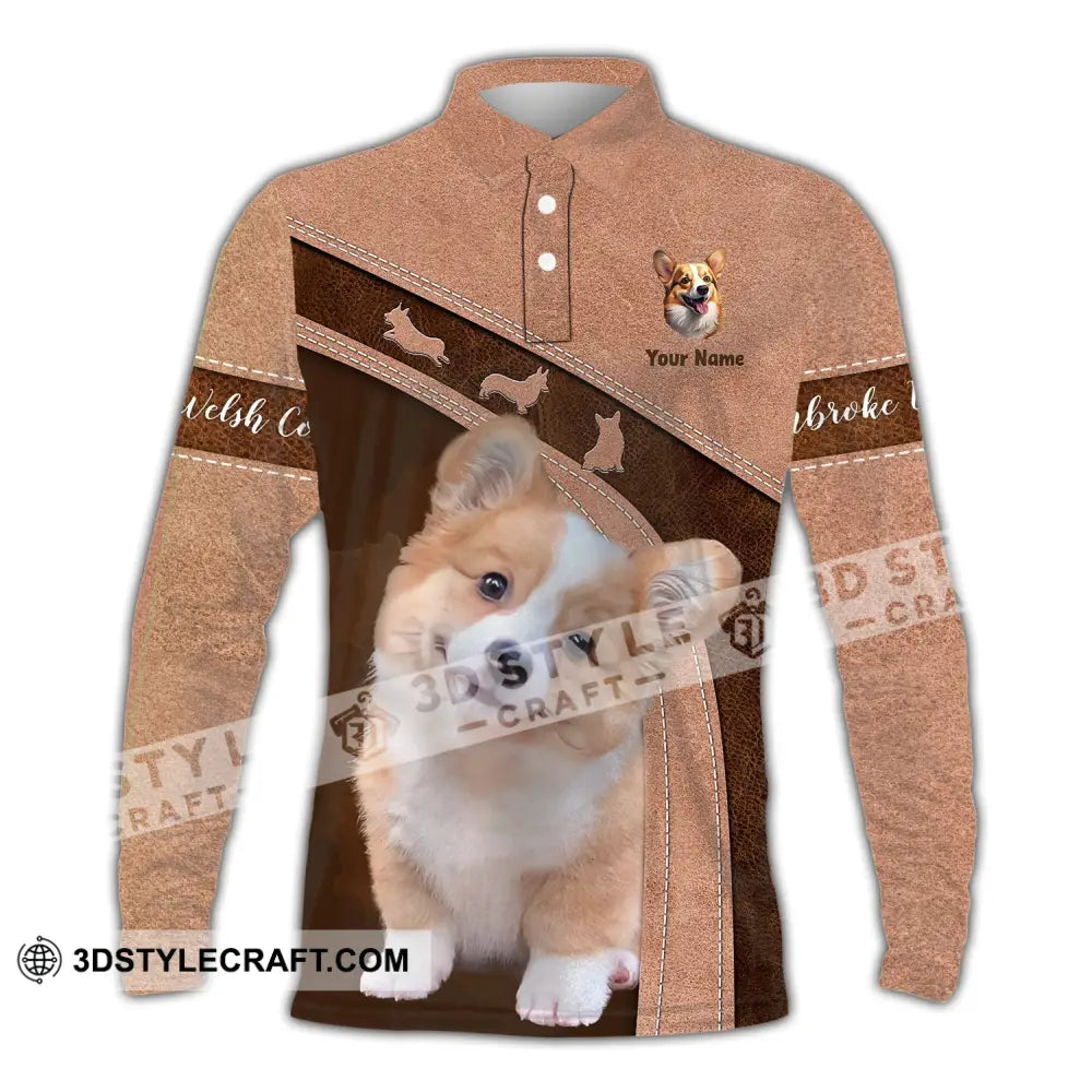 Unisex Shirt Custom Name Corgi T-Shirt For Dog Lover Pet Apparel Long Sleeve Polo / S T-Shirt