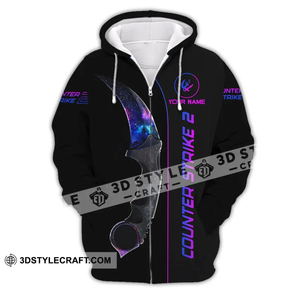 Unisex Shirt - Custom Name Counter Strike Galaxy Zipper Hoodie / S T-Shirt