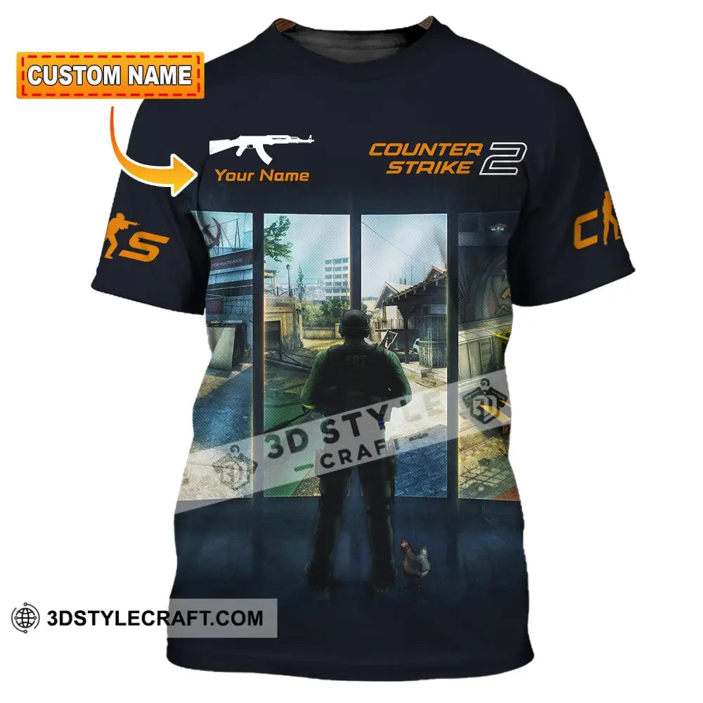 Unisex Shirt Custom Name Counter Strike Game Hoodie Polo Long Sleeve T-Shirt