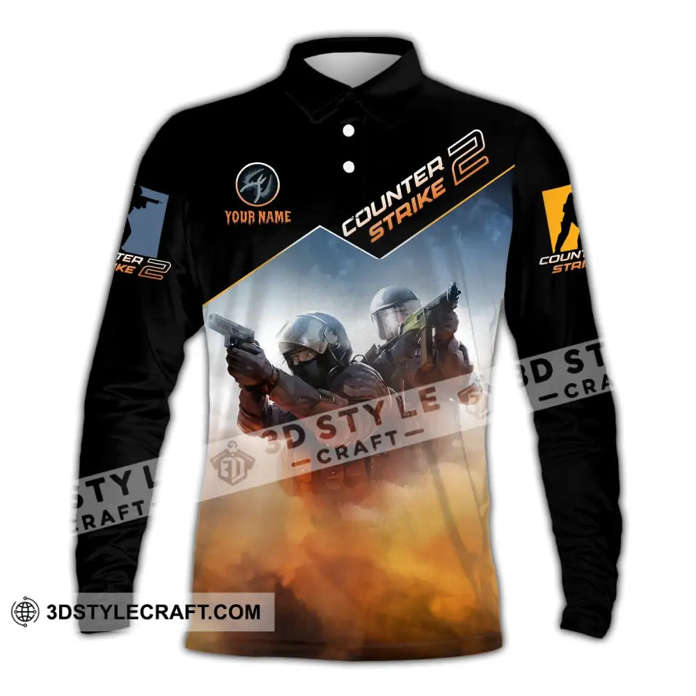 Unisex Shirt - Custom Name Counter Strike Long Sleeve Polo / S T-Shirt