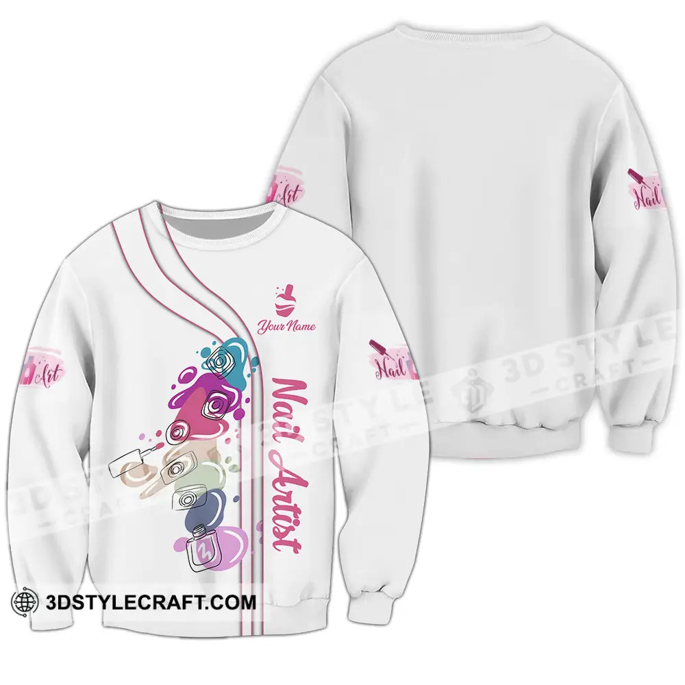 Unisex Shirt - Custom Name Cute Nails Artist Long Sleeve / S T-Shirt