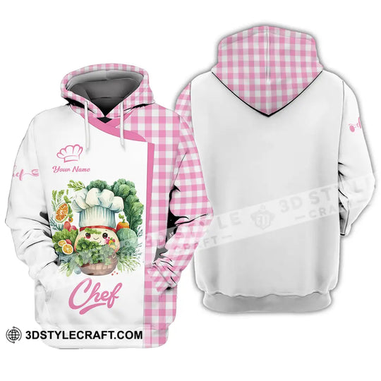 Unisex Shirt - Custom Name Cute Pink Chef Shirt style option 3