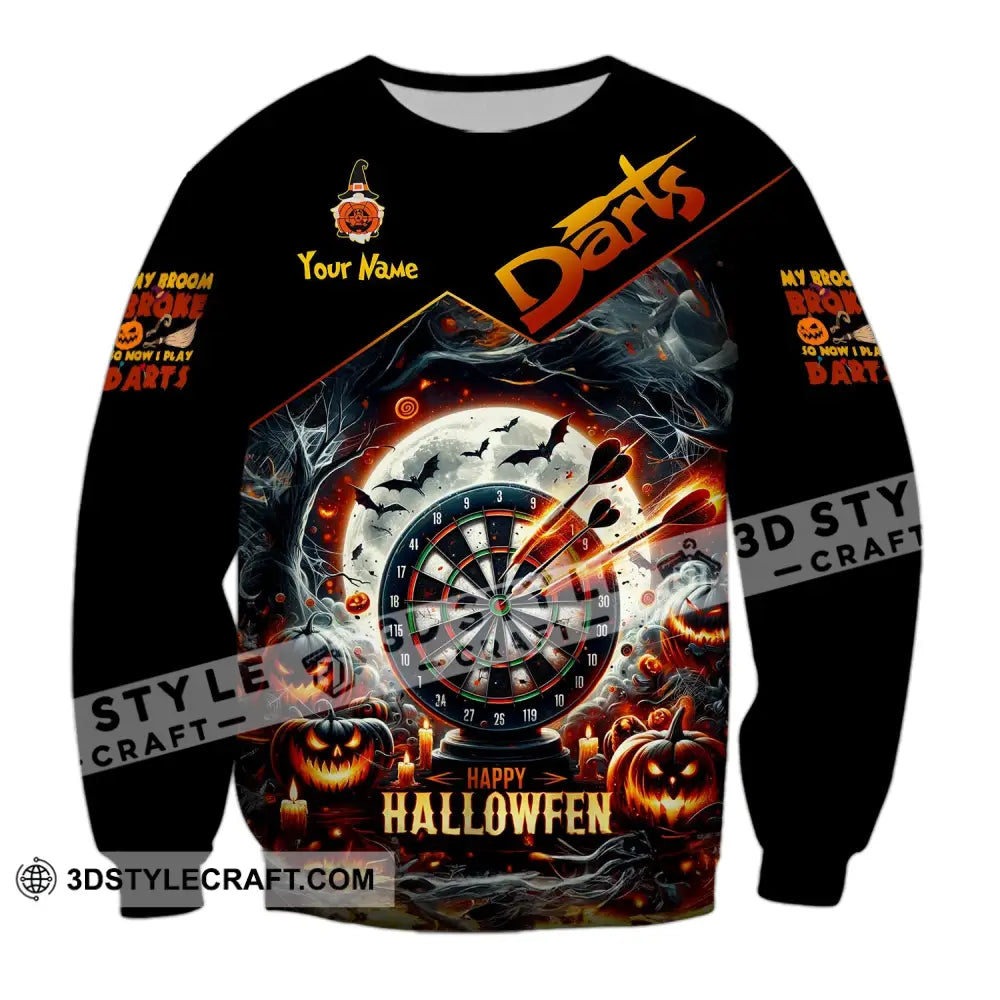 Unisex Shirt Custom Name Dart Halloween Darts T-Shirt Gift For Lover Gamer Long Sleeve / S T-Shirt