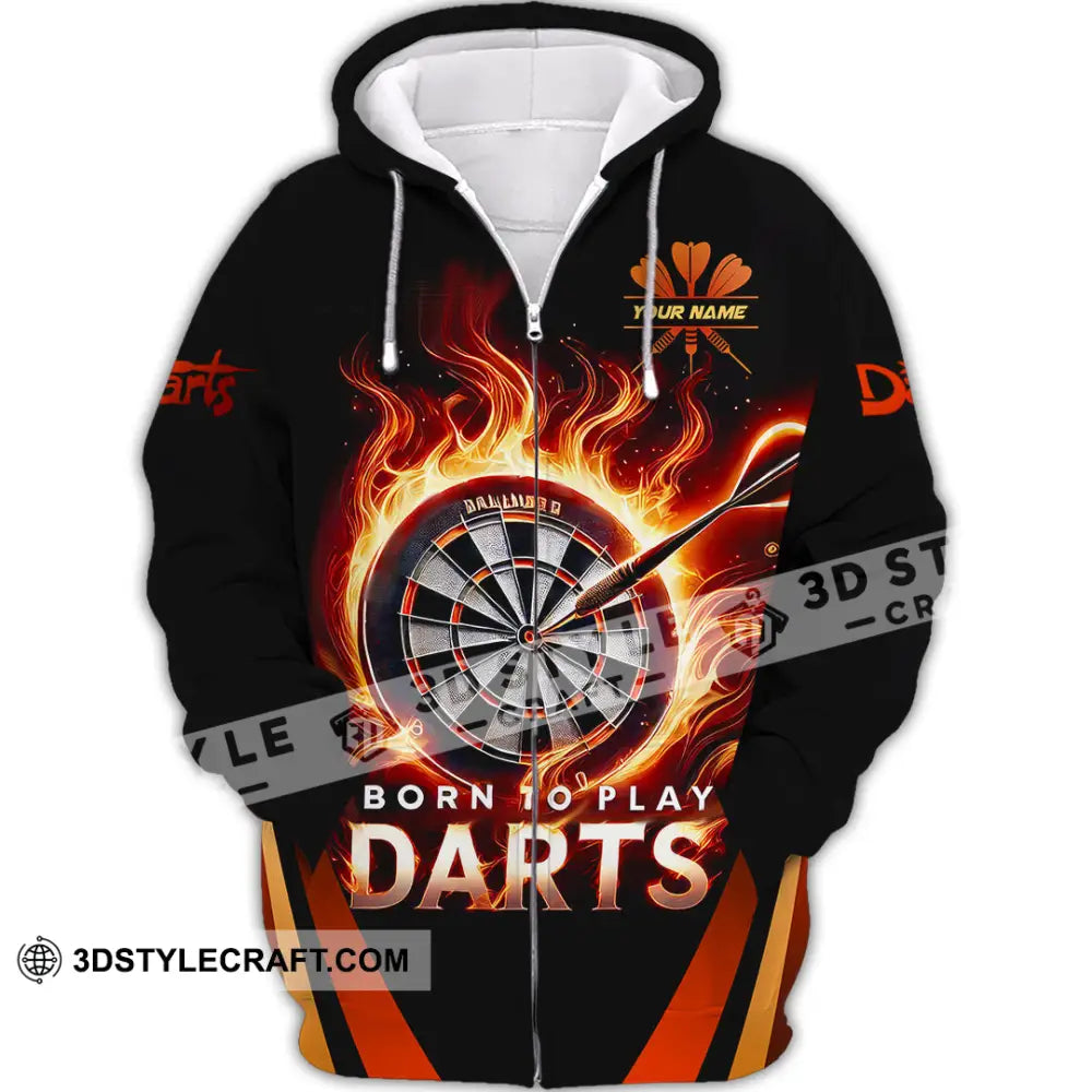 Unisex Shirt Custom Name Dart Love Hoodie Polo Long Sleeve Gift For Player Zipper / S T-Shirt