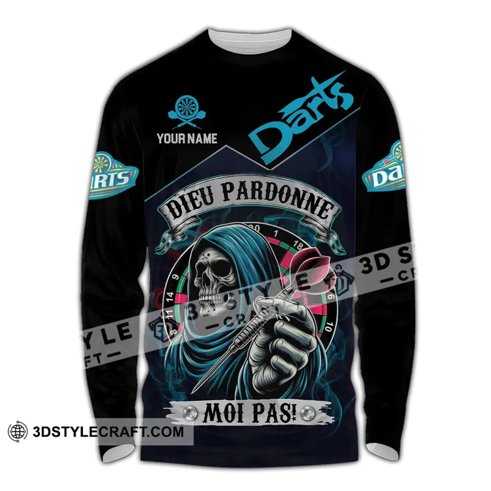 Unisex Shirt - Custom Name Darts Dieu Pardonne Moi Pas Long Sleeve / S T-Shirt