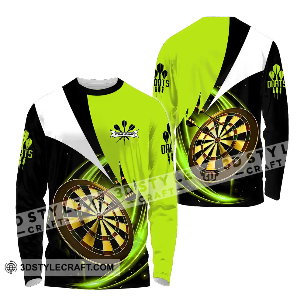 Unisex Shirt - Custom Name Darts Neon Long Sleeve / S T-Shirt