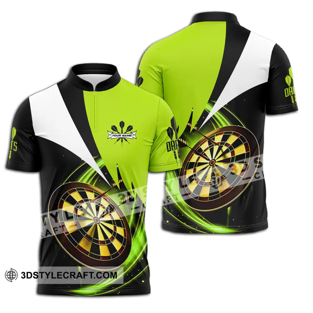 Unisex Shirt - Custom Name Darts Neon Zipper Polo / S T-Shirt