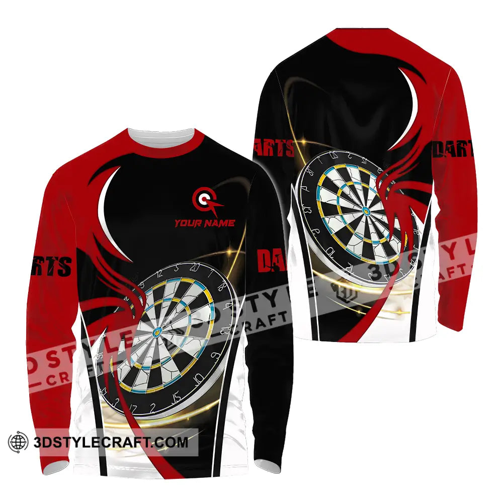 Unisex Shirt - Custom Name Darts Red Black White Long Sleeve / S T-Shirt