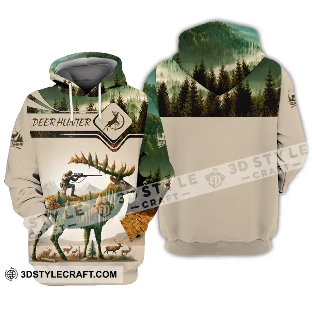 Unisex Shirt Custom Name Deer Hunter Hunting Polo Long Sleeve Animal T-Shirt Hoodie / S T-Shirt