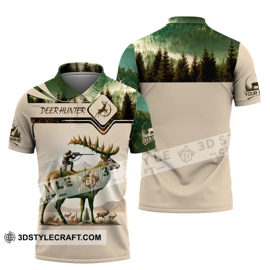 Unisex Shirt, Custom Name Deer Hunter Shirt, Deer Hunting Polo Long Sleeve, Animal Hunter T-Shirt style option 4