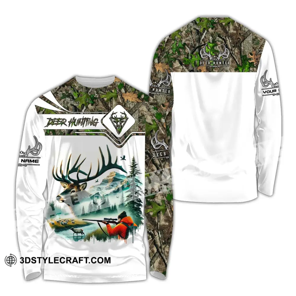 Unisex Shirt Custom Name Deer Hunter Hunting Polo Long Sleeve Animal T-Shirt / S T-Shirt