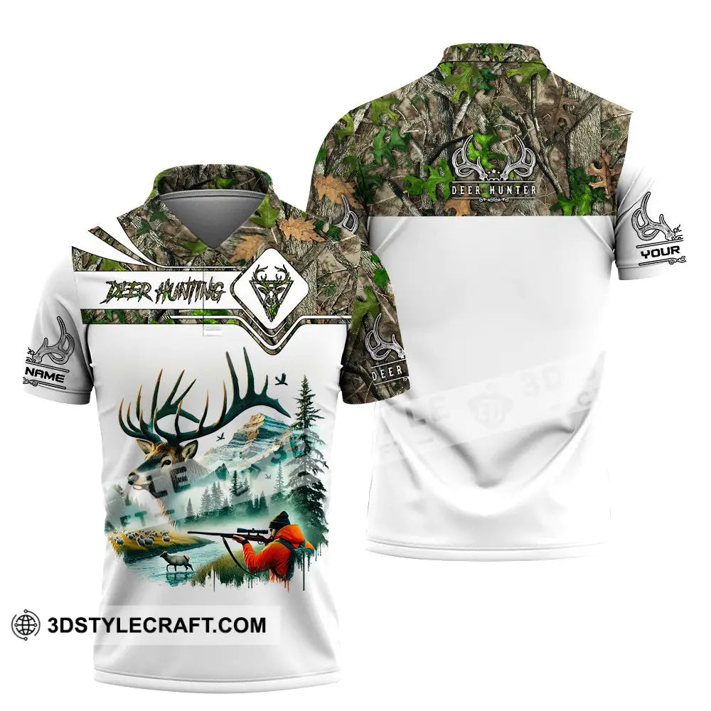 Unisex Shirt Custom Name Deer Hunter Hunting Polo Long Sleeve Animal T-Shirt / S T-Shirt