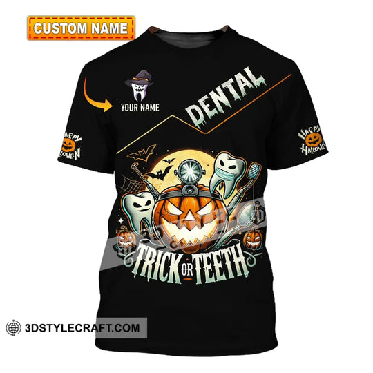 Unisex Shirt, Custom Name Dentist Shirt, Dental Halloween T-Shirt, Gift for Dentist style option 1