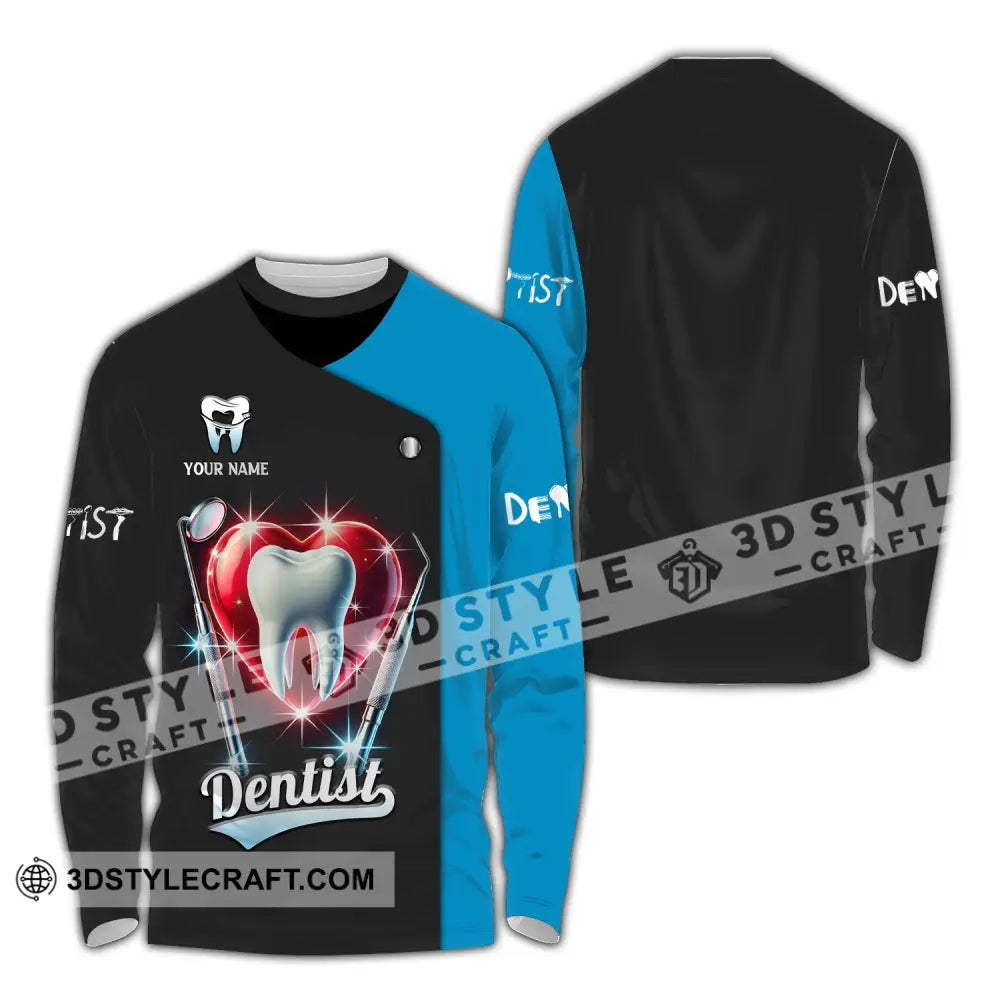 Unisex Shirt Custom Name Dentist Dental T-Shirt Gift For Long Sleeve / S T-Shirt