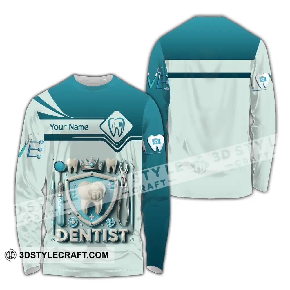 Unisex Shirt Custom Name Dentist Dental T-Shirt Gift For Long Sleeve / S T-Shirt