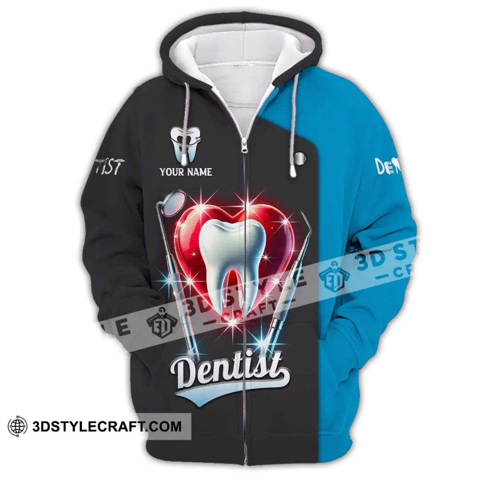 Unisex Shirt Custom Name Dentist Dental T-Shirt Gift For Zipper Hoodie / S T-Shirt