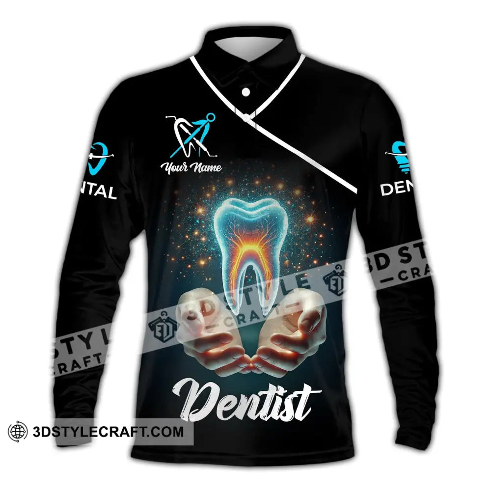 Unisex Shirt - Custom Name Dentist Long Sleeve Polo / S T-Shirt