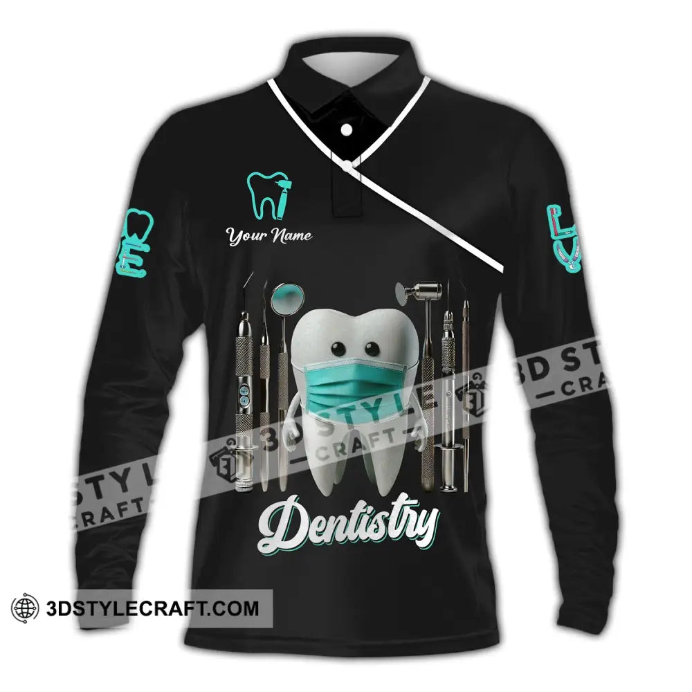 Unisex Shirt - Custom Name Dentistry Long Sleeve Polo / S T-Shirt