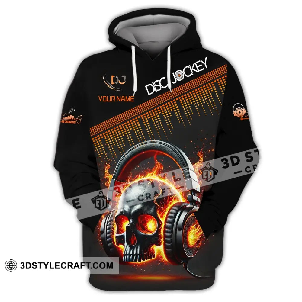 Unisex Shirt Custom Name Disc Jockey Dj Skull Hoodie Polo Long Sleeve Gift For / S T-Shirt