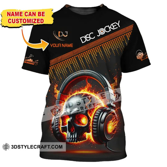 Unisex Shirt, Custom Name Disc Jockey Shirt, DJ Skull Hoodie Shirt Polo Long Sleeve, Gift for DJ style option 1