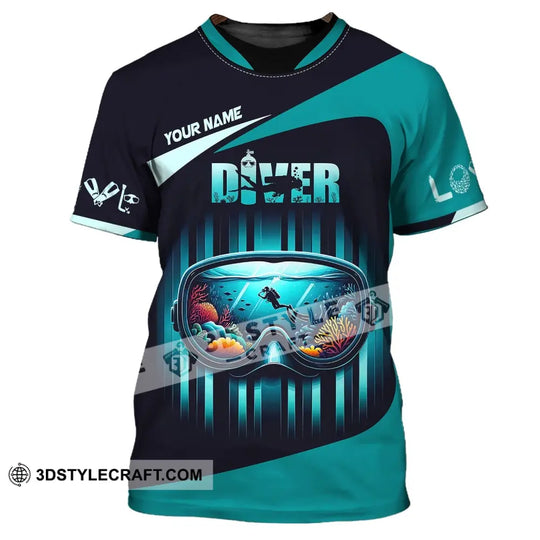 Unisex Shirt, Custom Name Diver Shirt, Diver Hoodie Shirt Polo Long Sleeve, Gift for Diving Lover style option 2