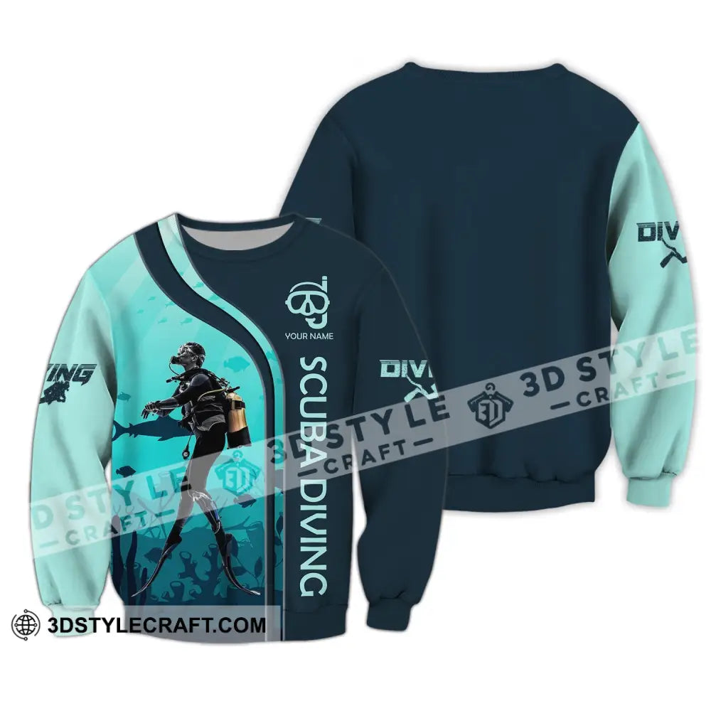 Unisex Shirt - Custom Name Diving T-Shirt Personalized Scuba Dive Tee Long Sleeve / S T-Shirt