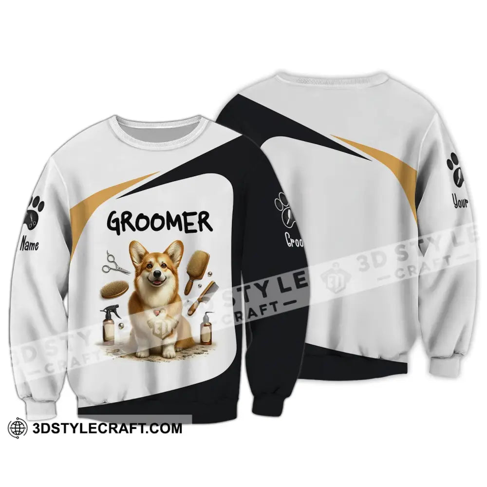 Unisex Shirt Custom Name Dog Groomer Grooming T-Shirt Groomers For Long Sleeve / S