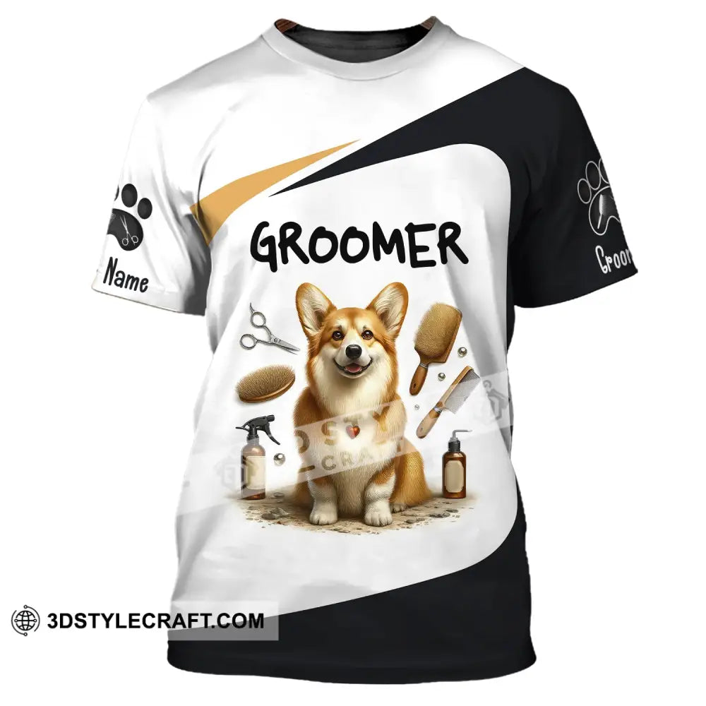 Unisex Shirt Custom Name Dog Groomer Grooming T-Shirt Groomers For / S