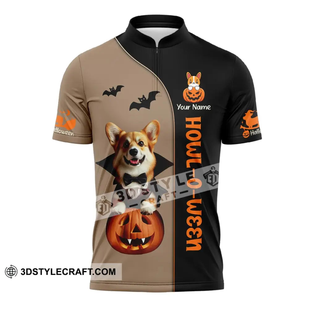 Unisex Shirt Custom Name Dog Halloween Pet T-Shirt Gift For Lover Zipper Polo / S T-Shirt