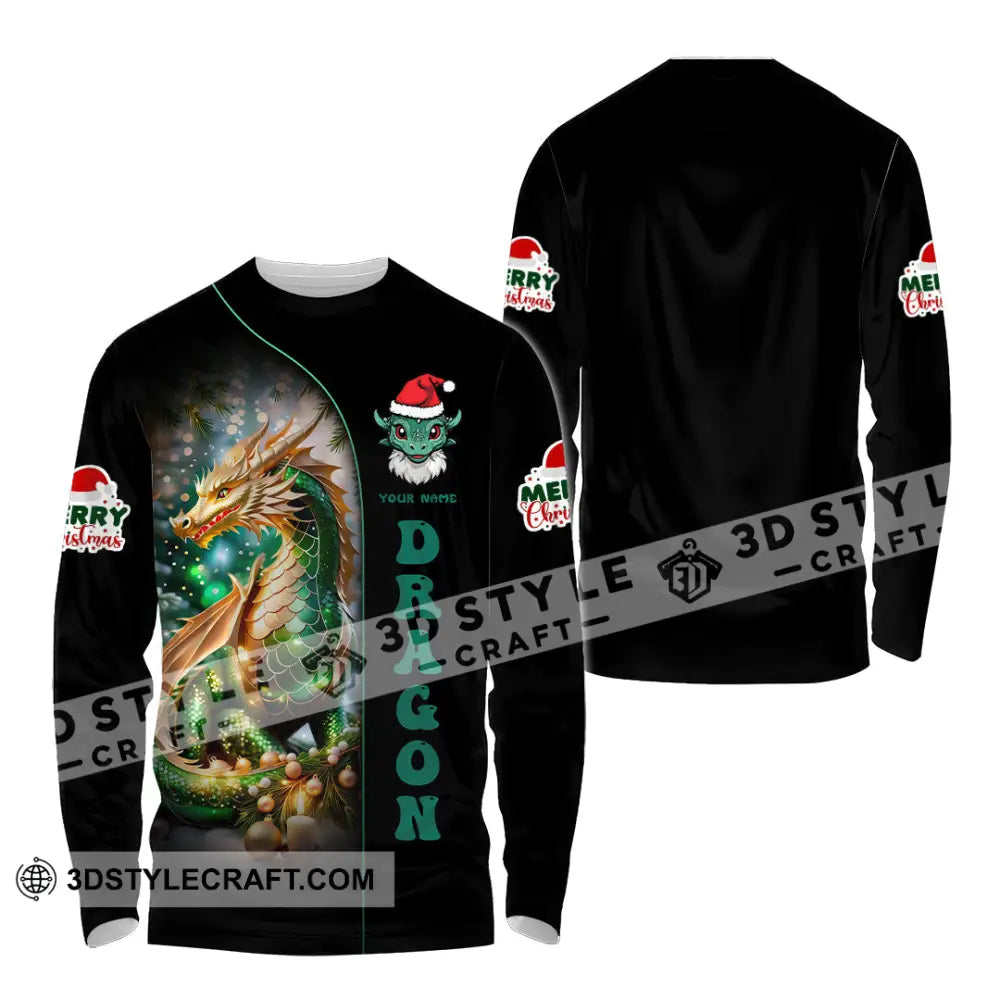 Unisex Shirt Custom Name Dragon Merry Christmas Gift Long Sleeve / S T-Shirt