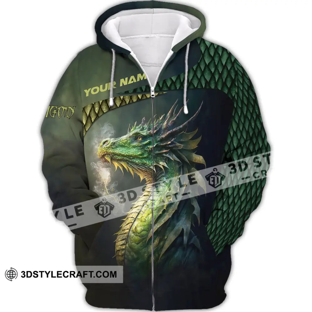 Unisex Shirt Custom Name Dragon T-Shirt 3D Lover Gift Zipper Hoodie / S