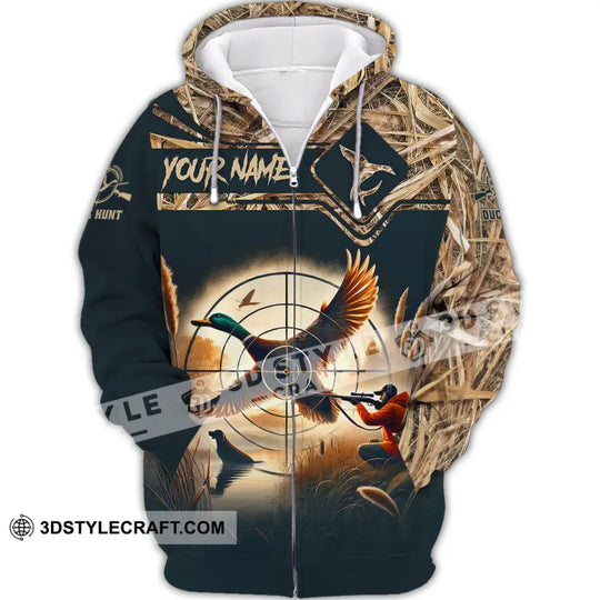 Unisex Shirt, Custom Name Duck Hunter Shirt, Duck Hunting Polo Long Sleeve, Animal Hunter T-Shirt style option 3