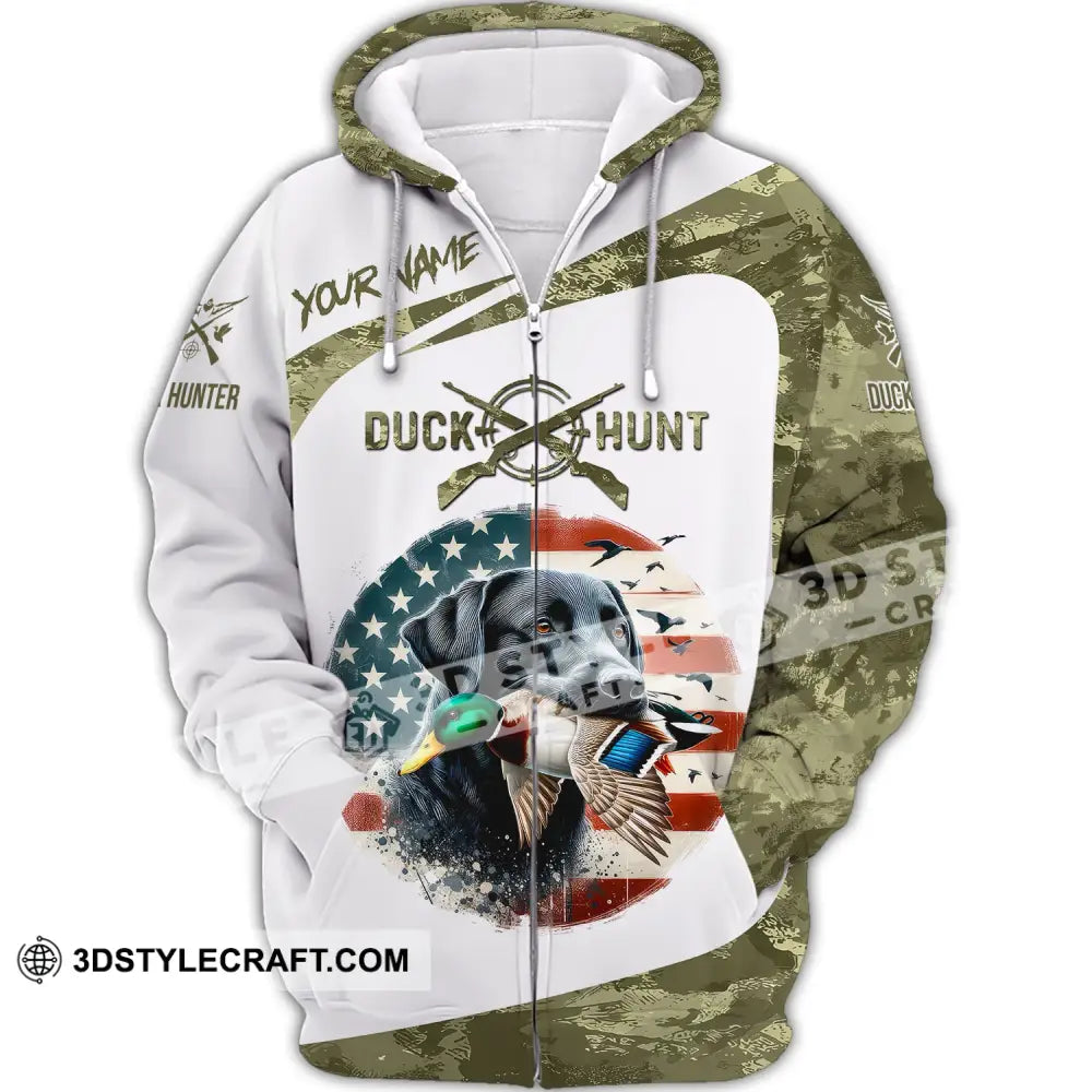 Unisex Shirt Custom Name Duck Hunting Polo Long Sleeve Gift For Hunters Zipper Hoodie / S T-Shirt