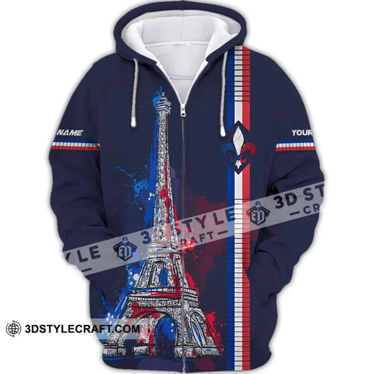 Unisex Shirt - Custom Name Shirt - Eiffel Tower, France Color Shirt style option 4